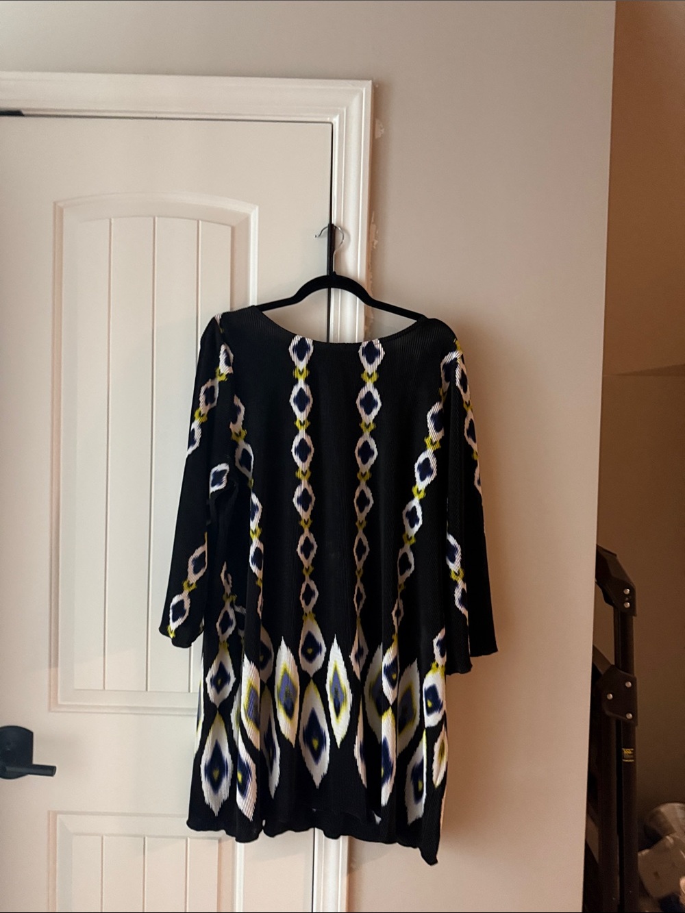 Black Patterned Women's Shift Dress